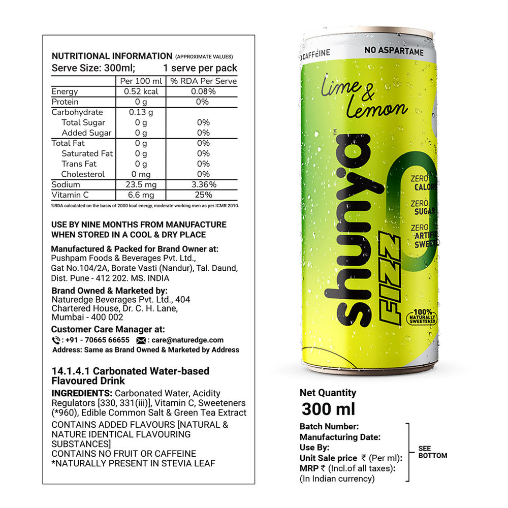 Shunya Fizz Combo - Classic Cola and Lime & Lemon